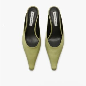 Victoria Beckham Olive Green Mules